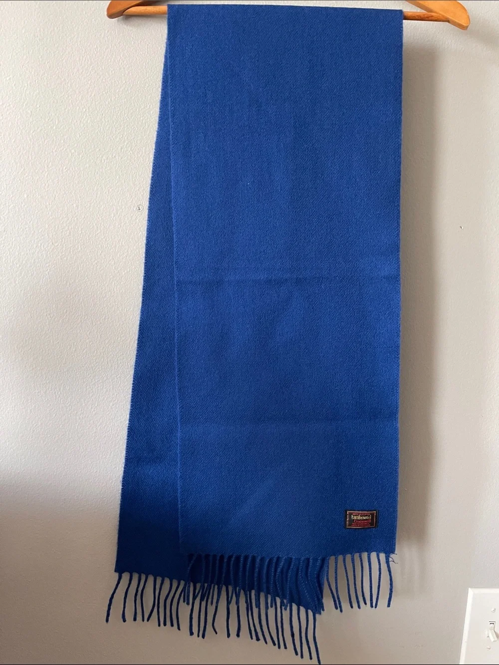 Lambswool Craigmill Scotland Royal Blue 100%  New Wool Scarf with fringe